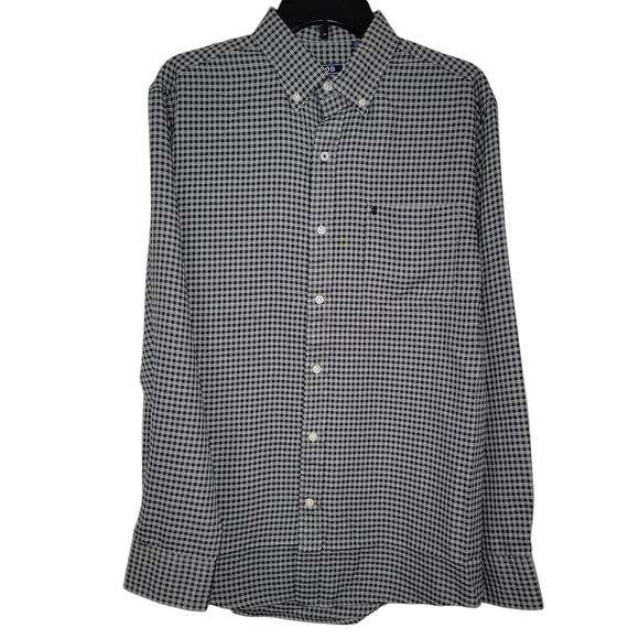 Izod Black & Gray Casual Button Down Shirt New With Tags! Sharkskin Size Medium - Picture 1 of 4